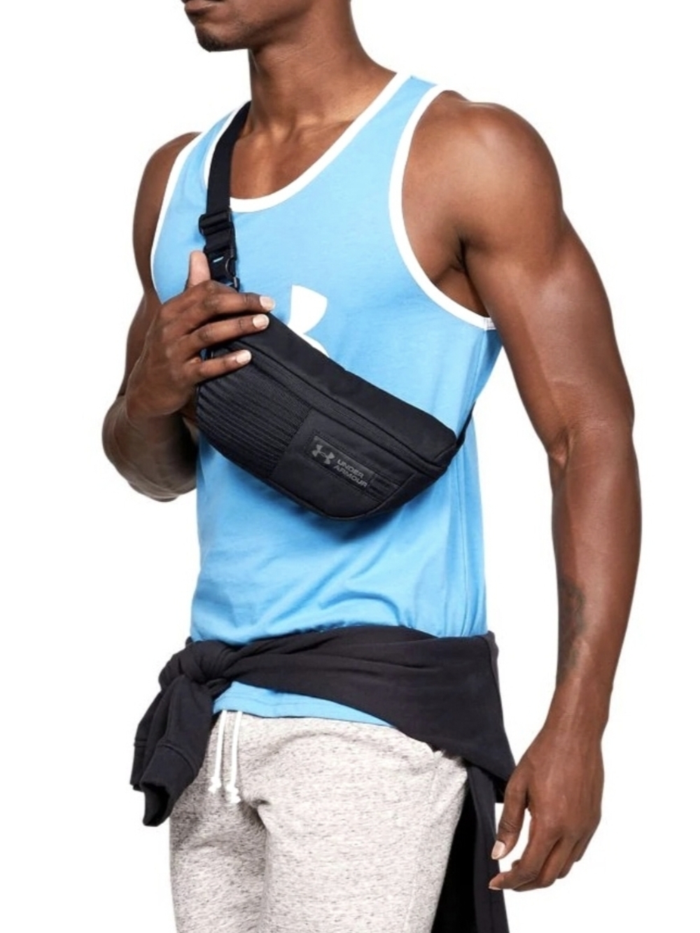 🔥New Under Armour Unixes Black Fanny Pack Waist Sling Bag Logo Adjustable Strap